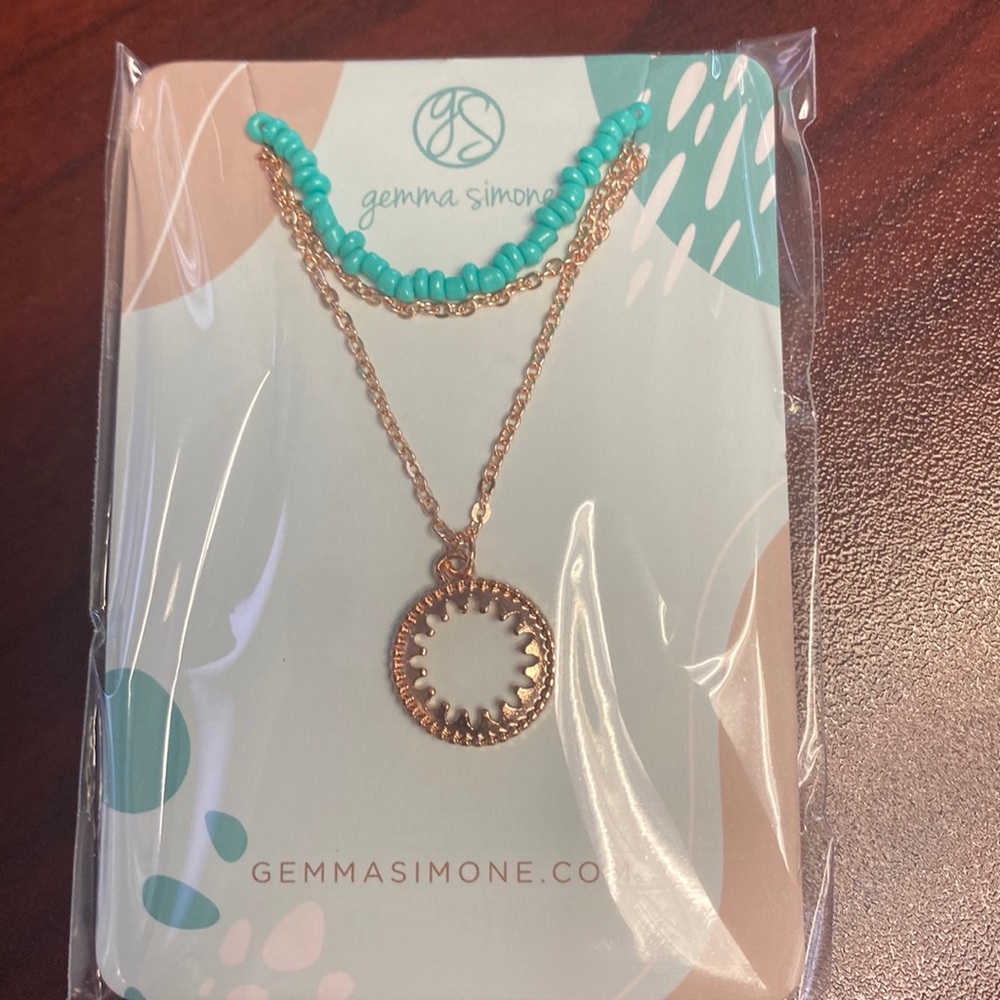 Golden aqua necklace